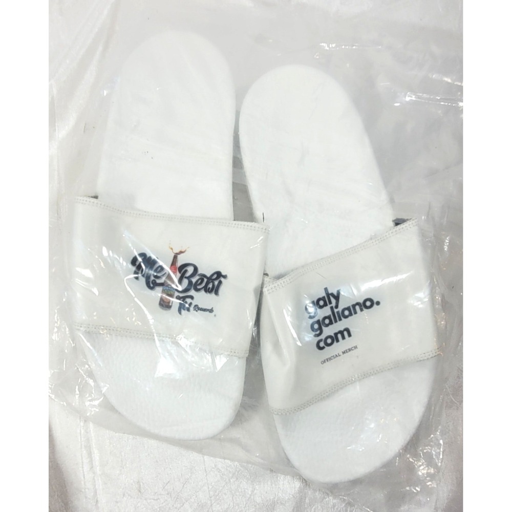 Galy Galiano Me Bebi Tu Chanclas Negras White Slides - (40) Womens Sz 8 (Y6)